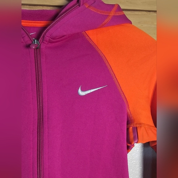 Nike Purple and Orange Zip-Up Hoodie Girls Small - Picture 4 of 9